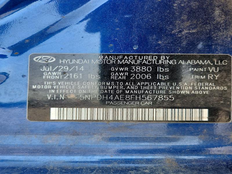 Aukcja sprzedaży 2015 Hyundai Elantra, vin: 5NPDH4AE8FH567855, numer aukcji: 65738476