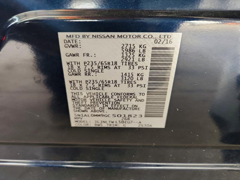 Aukcja sprzedaży 2016 Infiniti Qx60, vin: 5N1AL0MM9GC501823, numer aukcji: 66175806