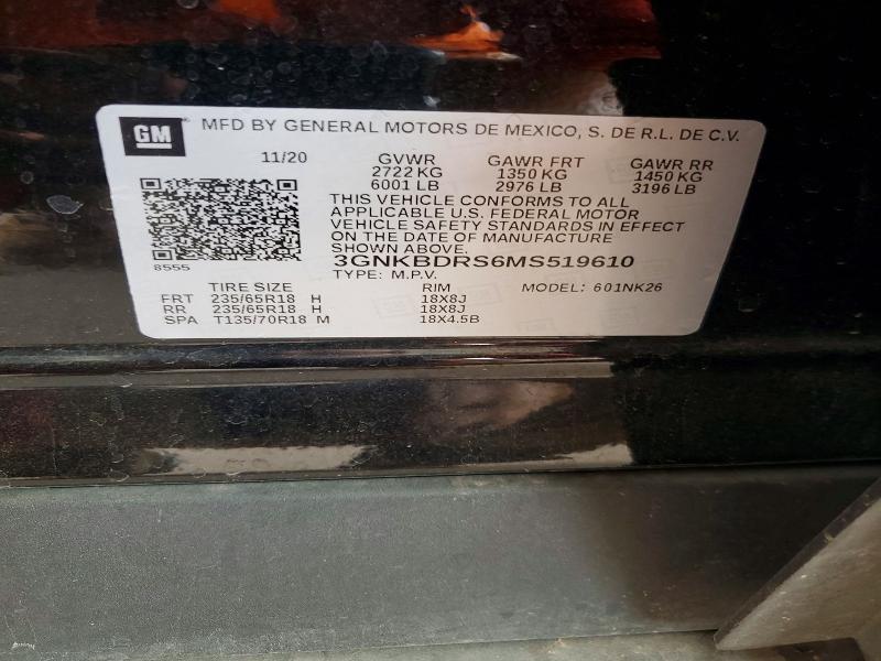 Aukcja sprzedaży 2021 Chevrolet Blazer, vin: 3GNKBDRS6MS519610, numer aukcji: 65300036