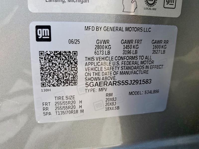65222736 :رقم المزاد ، 5GAERARS5SJ291583 vin ، 2025 Buick Enclave مزاد بيع