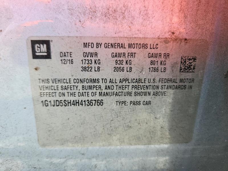 Aukcja sprzedaży 2017 Chevrolet Sonic, vin: 1G1JD5SH4H4136766, numer aukcji: 64577796