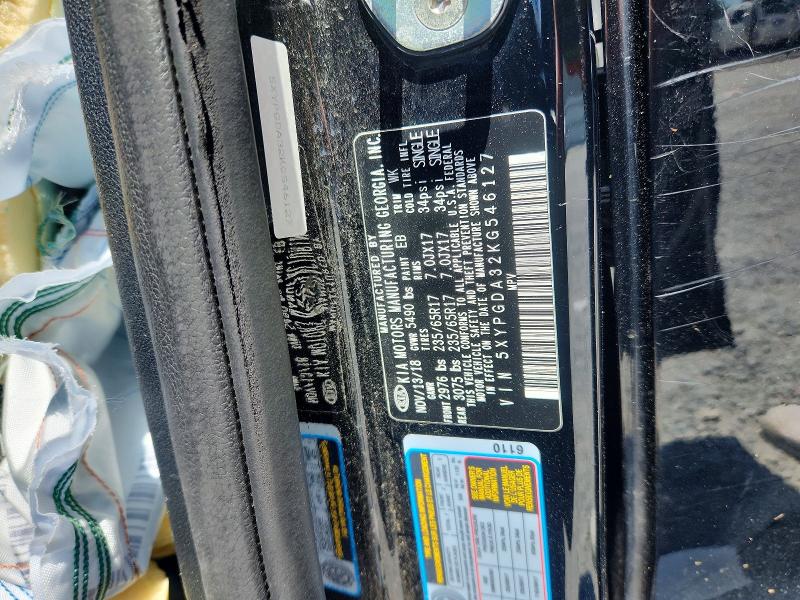 Auction sale of the 2019 Kia Sorento, vin: 5XYPGDA32KG546127, lot number: 65343646