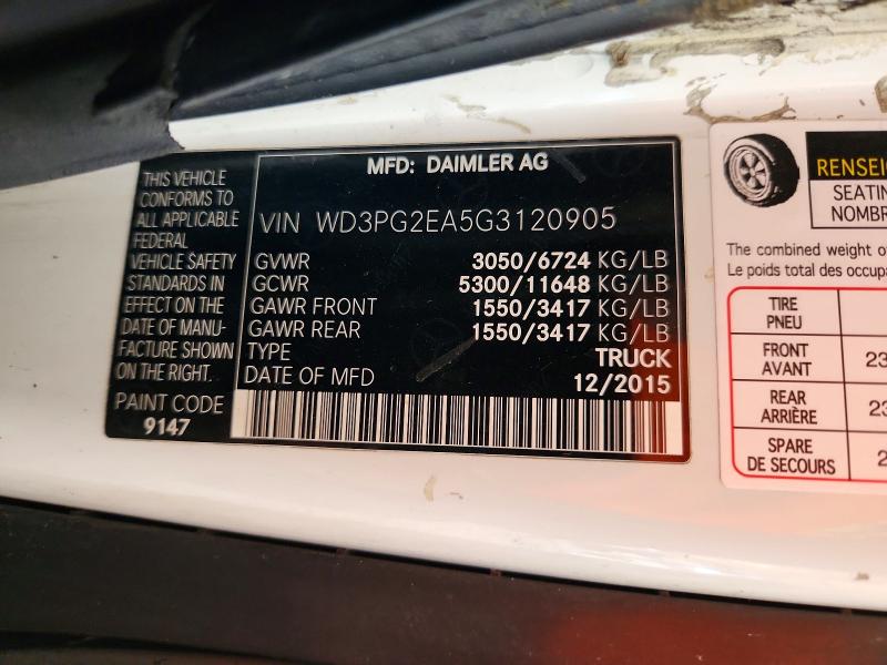 65481526 :رقم المزاد ، WD3PG2EA5G3120905 vin ، 2016 Mercedes-benz Metris مزاد بيع
