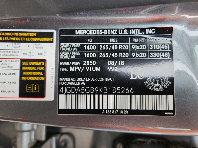 2019 Mercedes-benz Gle მანქანა იყიდება აუქციონზე, vin: 4JGDA5GB9KB185266, აუქციონის ნომერი: 64489706