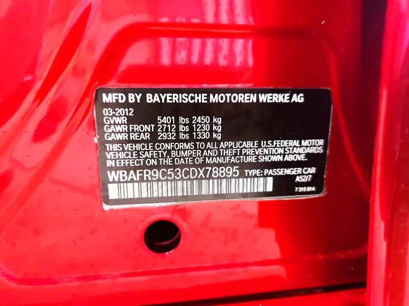 Продажа на аукционе авто 2012 Bmw 550, vin: WBAFR9C53CDX78895, номер лота: 65688406