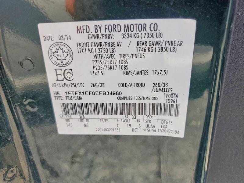 Продажа на аукционе авто 2014 Ford F150, vin: 1FTFX1EF8EFB34980, номер лота: 64625636