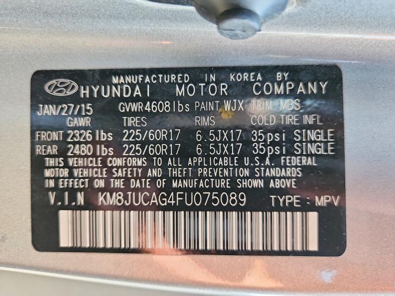 Aukcja sprzedaży 2015 Hyundai Tucson, vin: KM8JUCAG4FU075089, numer aukcji: 64191806