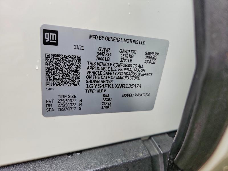 Aukcja sprzedaży 2022 Cadillac Escalade, vin: 1GYS4FKLXNR135474, numer aukcji: 63669926