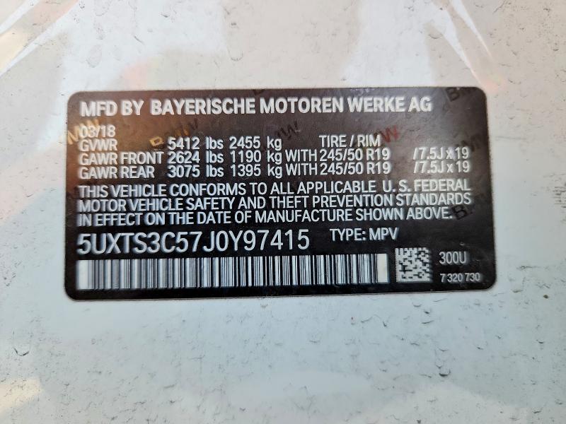 Aukcja sprzedaży 2018 Bmw X3, vin: 5UXTS3C57J0Y97415, numer aukcji: 66698176