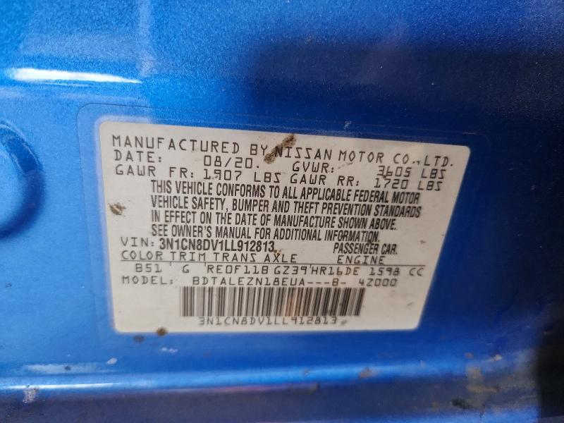 Aukcja sprzedaży 2020 Nissan Versa, vin: 3N1CN8DV1LL912813, numer aukcji: 63874606