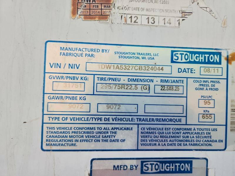 Продаж на аукціоні авто 2012 Stoughton Unknown, vin: 1DW1A5327CB324044, номер лоту: 64122816
