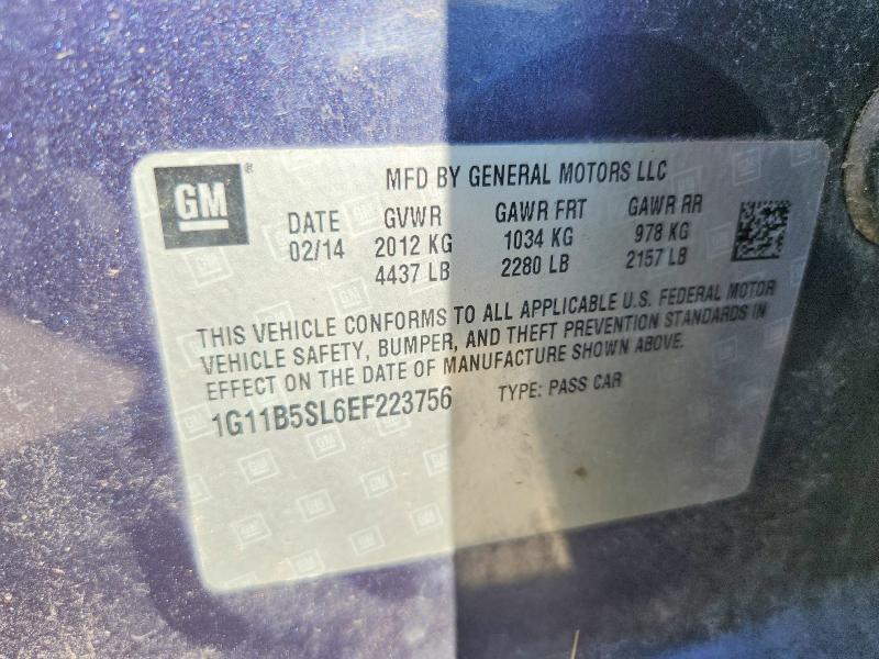 2014 Chevrolet Malibu მანქანა იყიდება აუქციონზე, vin: 1G11B5SL6EF223756, აუქციონის ნომერი: 66573806