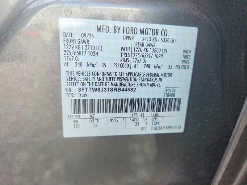 64069416 :رقم المزاد ، 3FTTW8J31SRB44582 vin ، 2025 Ford Maverick مزاد بيع