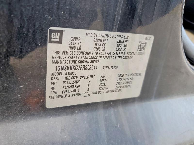 Aukcja sprzedaży 2015 Chevrolet Suburban, vin: 1GNSKKKC7FR303911, numer aukcji: 64433106