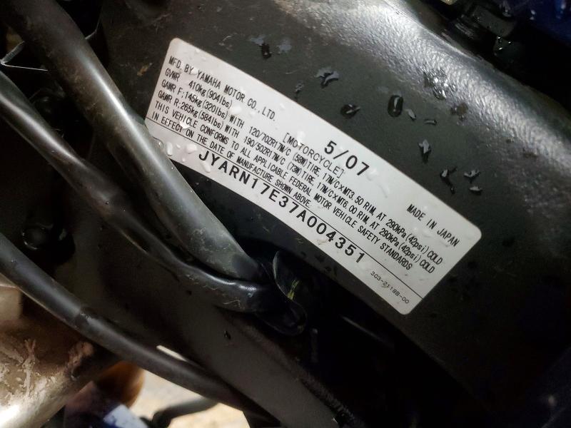 Aukcja sprzedaży 2007 Yamaha Fz1, vin: JYARN17E37A004351, numer aukcji: 66768396