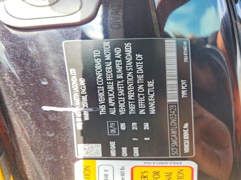 Aukcja sprzedaży 2020 Aston Martin Vantage, vin: SCFSMGAW1LGN03428, numer aukcji: 63031046