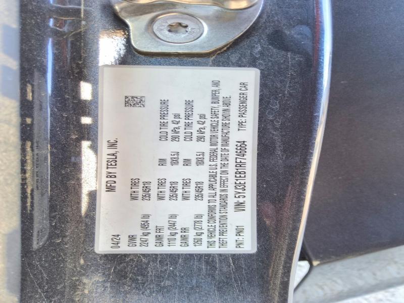 Auction sale of the 2024 Tesla Model 3, vin: 5YJ3E1EB1RF746664, lot number: 64210526
