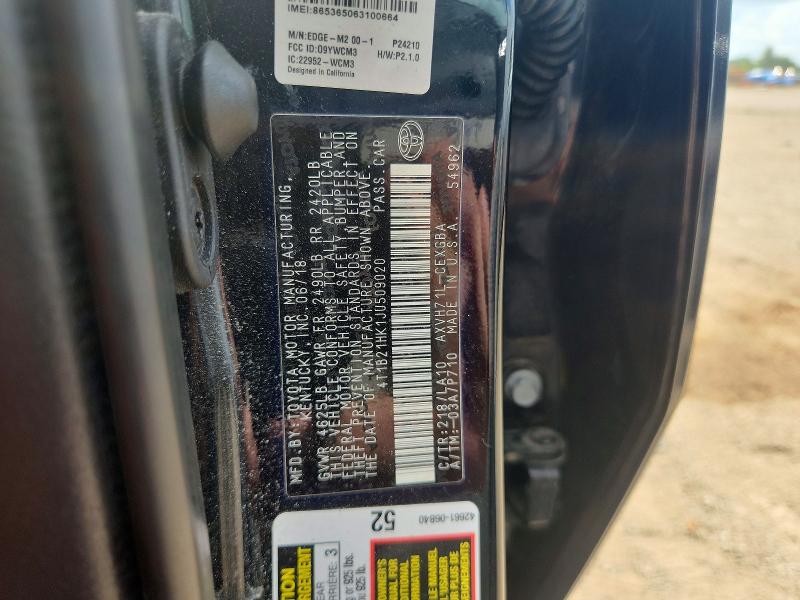 62131936 :رقم المزاد ، 4T1B21HK1JU509020 vin ، 2018 Toyota Camry Hybrid مزاد بيع