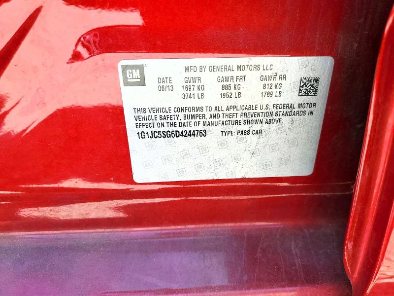 66474206 :رقم المزاد ، 1G1JC5SG6D4244763 vin ، 2013 Chevrolet Sonic مزاد بيع