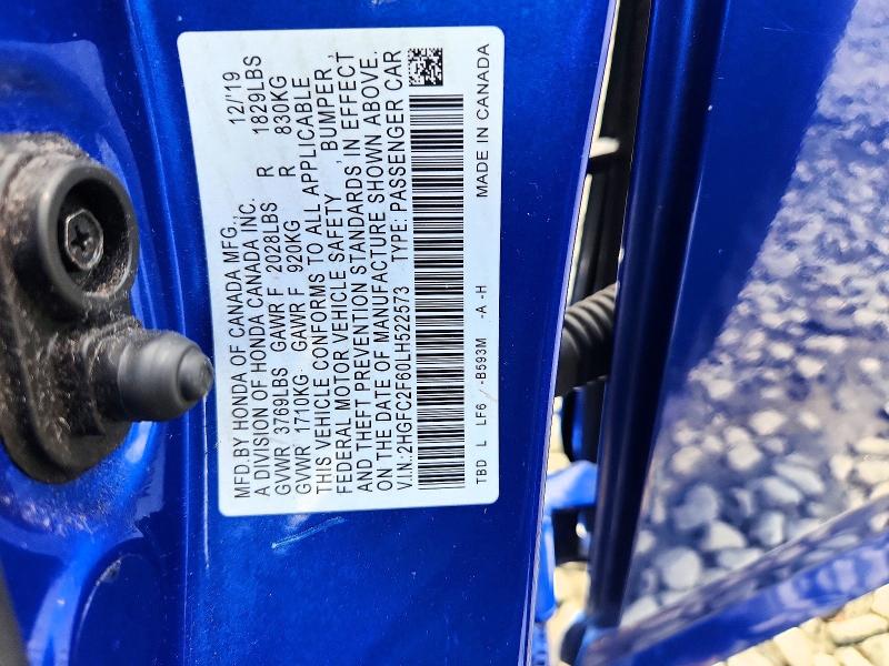 Продаж на аукціоні авто 2020 Honda Civic, vin: 2HGFC2F60LH522573, номер лоту: 63835566