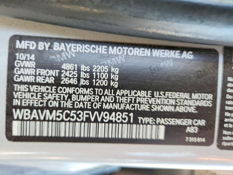 Aukcja sprzedaży 2015 Bmw X1, vin: WBAVM5C53FVV94851, numer aukcji: 65062436