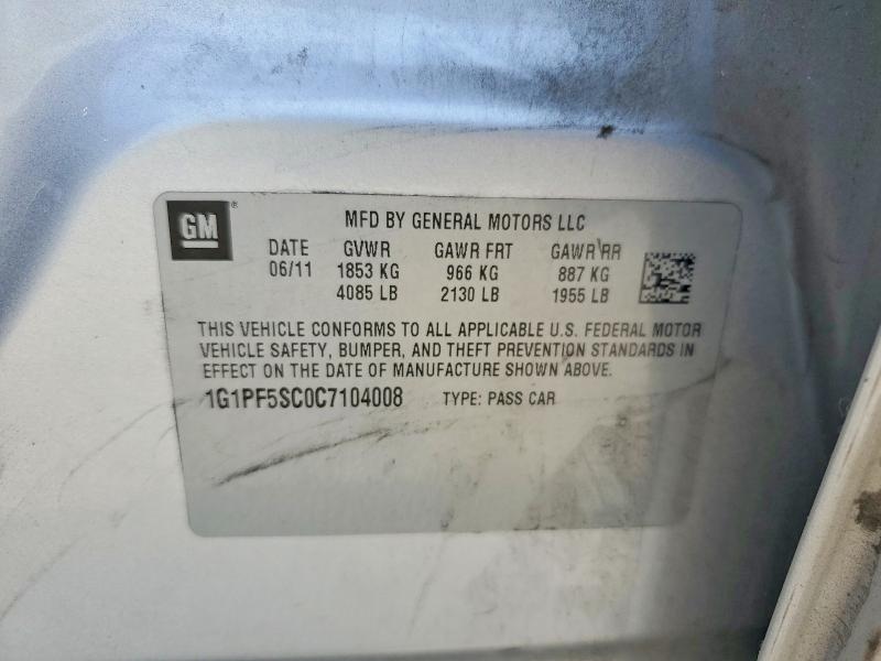 Продажа на аукционе авто 2012 Chevrolet Cruze, vin: 1G1PF5SC0C7104008, номер лота: 63873766