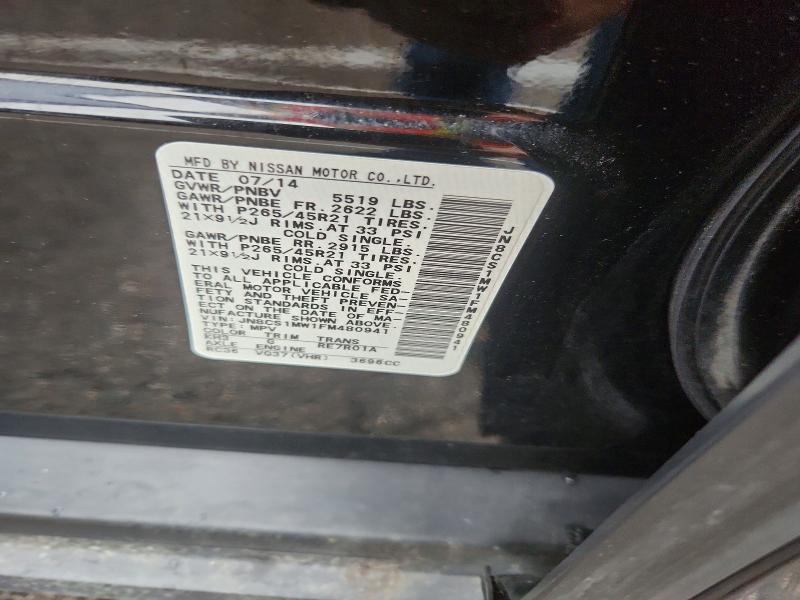 Aukcja sprzedaży 2015 Infiniti Qx70, vin: JN8CS1MW1FM480941, numer aukcji: 64840466