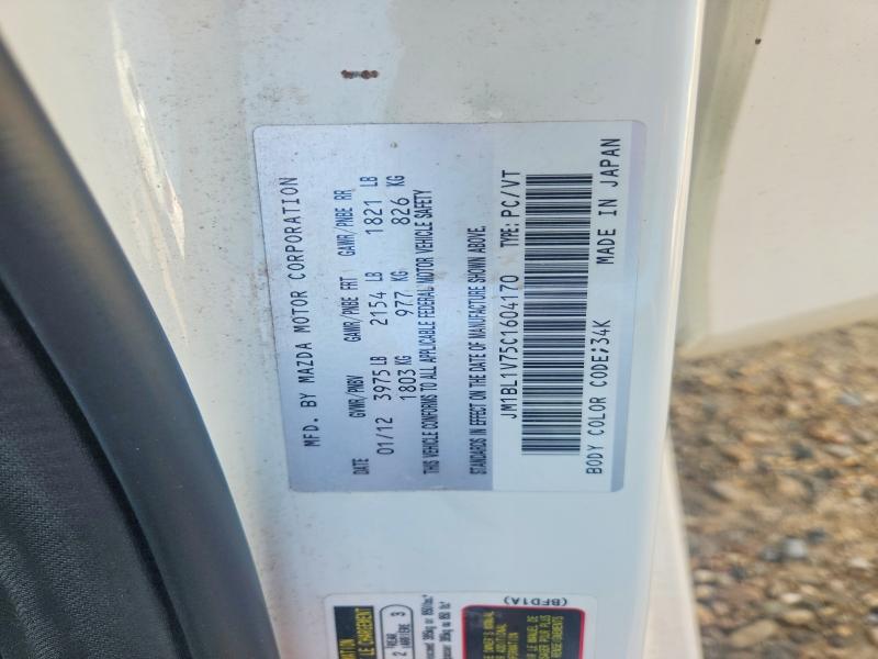 Aukcja sprzedaży 2012 Mazda 3, vin: JM1BL1V75C1604170, numer aukcji: 64397696