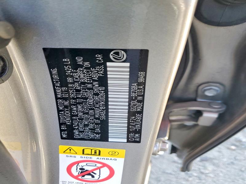 Aukcja sprzedaży 2019 Lexus Es, vin: 58ABZ1B11KU026410, numer aukcji: 65675666