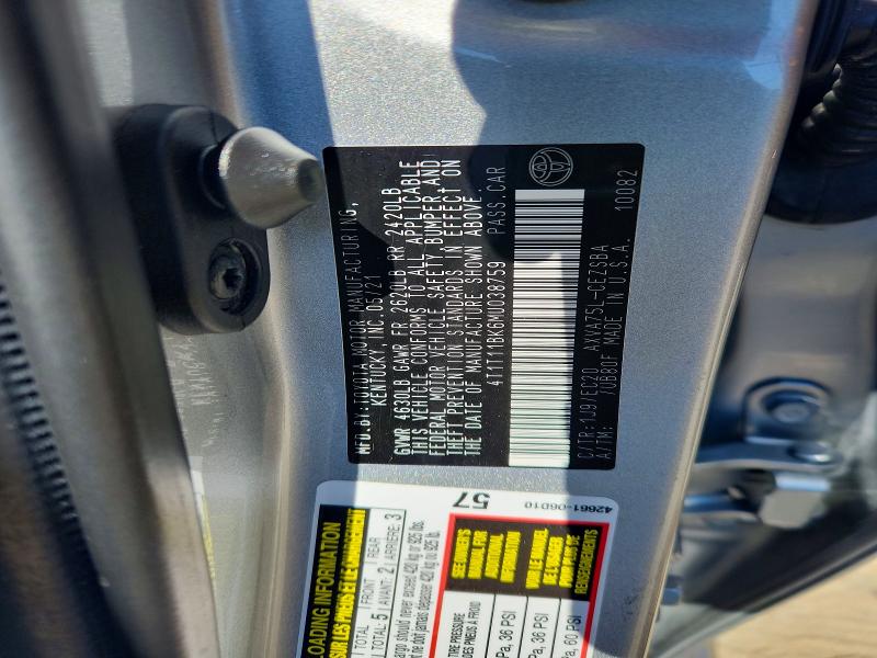 65286746 :رقم المزاد ، 4T1T11BK6MU038759 vin ، 2021 Toyota Camry مزاد بيع