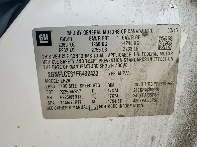66741516 :رقم المزاد ، 2GNFLCE31F6432433 vin ، 2015 Chevrolet Equinox مزاد بيع