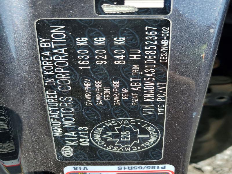 2013 Kia Rio მანქანა იყიდება აუქციონზე, vin: KNADM5A31D6852367, აუქციონის ნომერი: 64750736