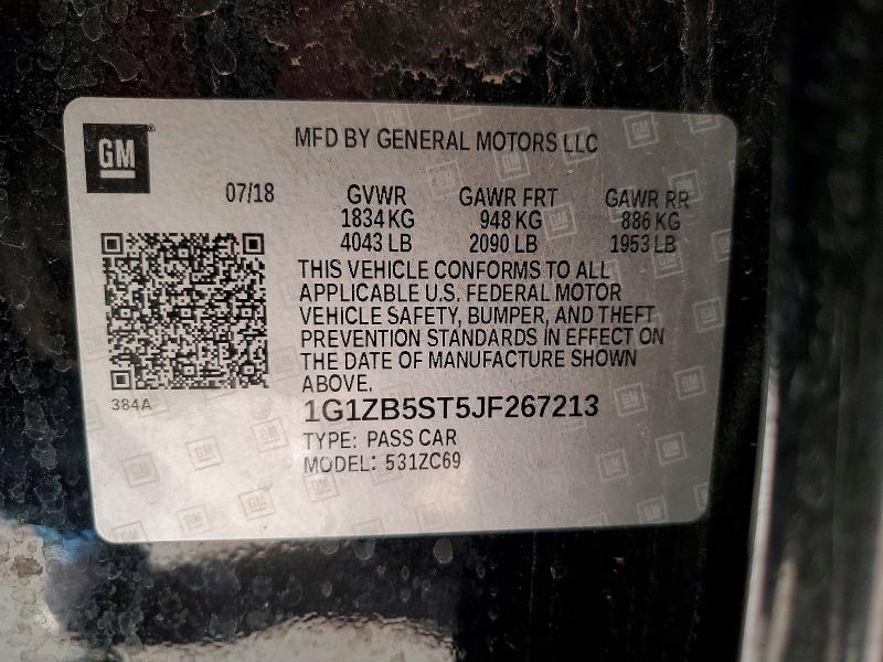 Продажа на аукционе авто 2018 Chevrolet Malibu, vin: 1G1ZB5ST5JF267213, номер лота: 64578796
