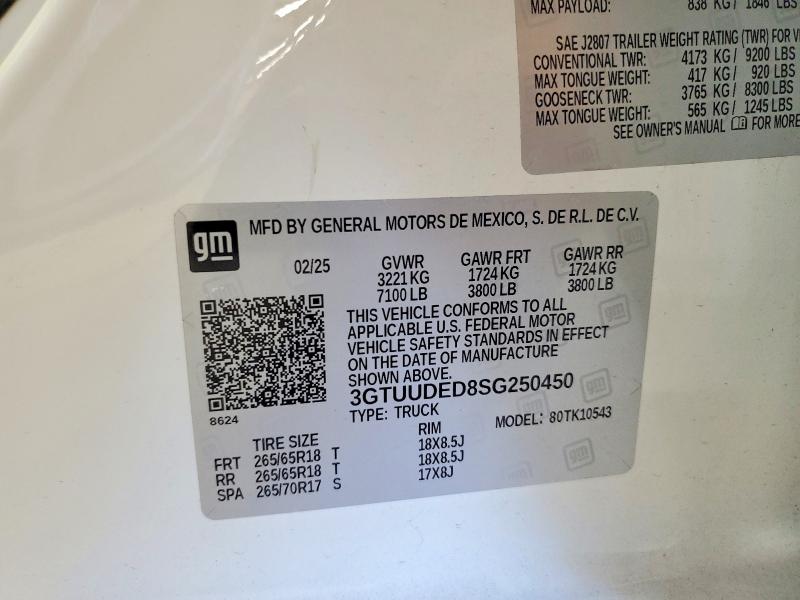 65263156 :رقم المزاد ، 3GTUUDED8SG250450 vin ، 2025 Gmc Sierra مزاد بيع