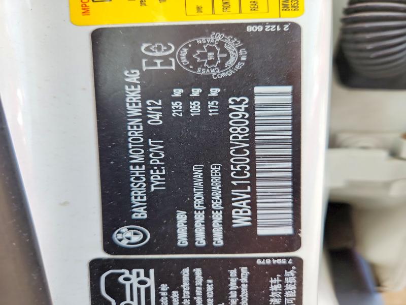 65648706 :رقم المزاد ، WBAVL1C50CVR80943 vin ، 2012 Bmw X1 مزاد بيع