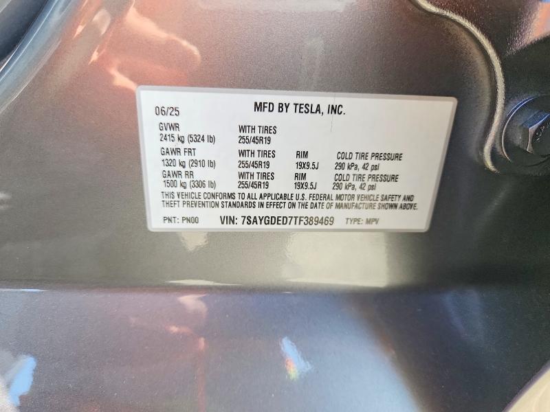 Aukcja sprzedaży 2026 Tesla Model Y, vin: 7SAYGDED7TF389469, numer aukcji: 63560556