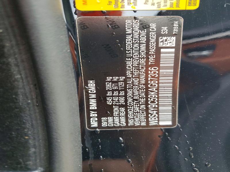 Aukcja sprzedaży 2019 Bmw M4, vin: WBS4Y9C59KAG67356, numer aukcji: 66082426
