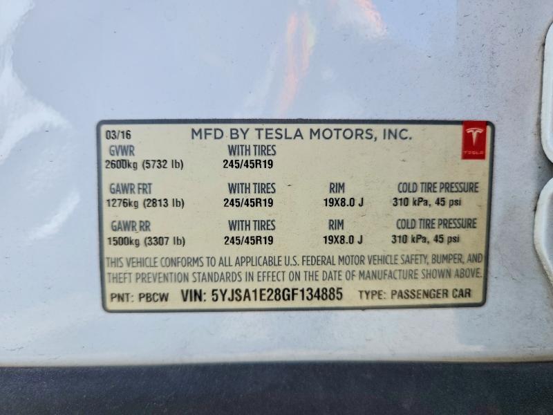 Продажа на аукционе авто 2016 Tesla Model S, vin: 5YJSA1E28GF134885, номер лота: 63940296