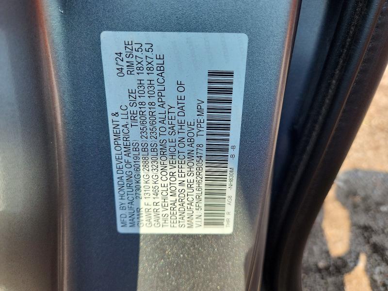 64040686 :رقم المزاد ، 5FNRL6H62RB054778 vin ، 2024 Honda Odyssey مزاد بيع
