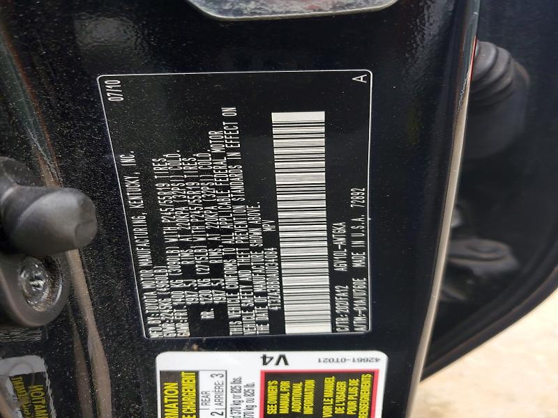 Aukcja sprzedaży 2010 Toyota Venza, vin: 4T3ZA3BB0AU034084, numer aukcji: 65310416