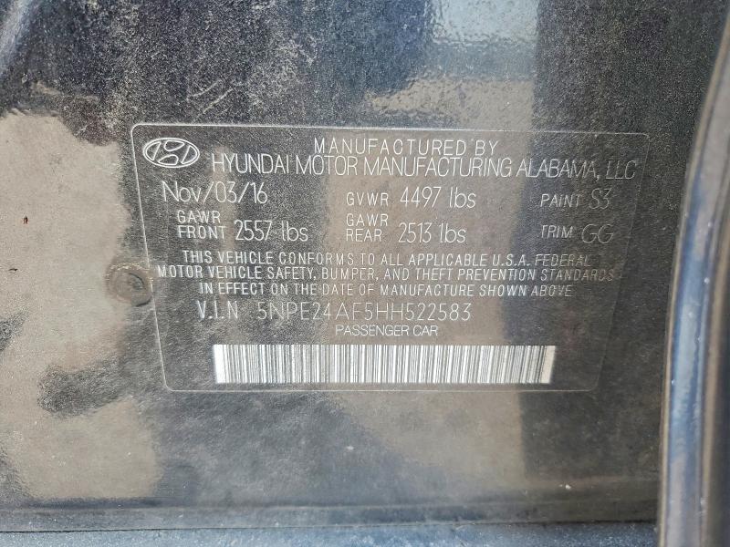 2017 Hyundai Sonata მანქანა იყიდება აუქციონზე, vin: 5NPE24AF5HH522583, აუქციონის ნომერი: 65455796