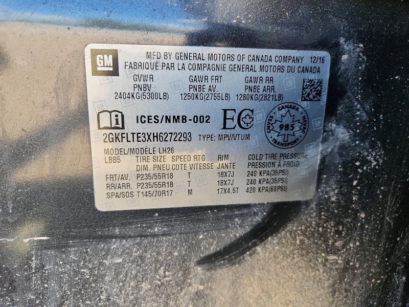 Aukcja sprzedaży 2017 Gmc Terrain, vin: 2GKFLTE3XH6272293, numer aukcji: 65085986