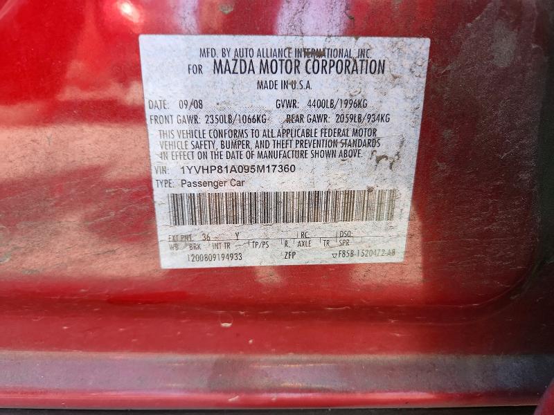 Продажа на аукционе авто 2009 Mazda 6, vin: 1YVHP81A095M17360, номер лота: 64849676