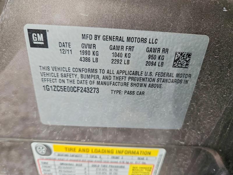 Продаж на аукціоні авто 2012 Chevrolet Malibu, vin: 1G1ZC5E00CF243273, номер лоту: 64898606