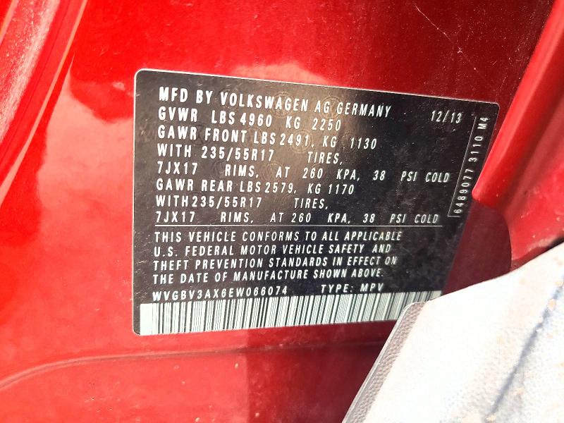 Aukcja sprzedaży 2014 Volkswagen Tiguan, vin: WVGBV3AX6EW066074, numer aukcji: 60642776
