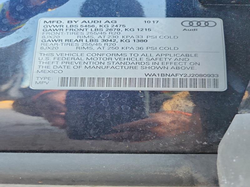 64901066 :رقم المزاد ، WA1BNAFY2J2080933 vin ، 2018 Audi Q5 مزاد بيع
