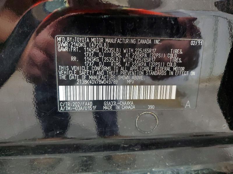 Aukcja sprzedaży 2011 Toyota Rav4, vin: 2T3BK4DV7BW049789, numer aukcji: 66269936