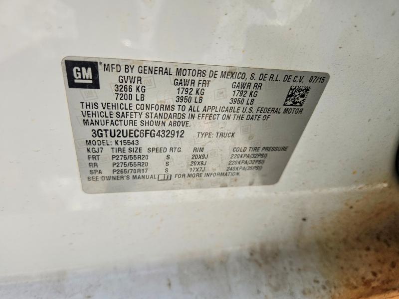 Продаж на аукціоні авто 2015 Gmc Sierra, vin: 3GTU2UEC6FG432912, номер лоту: 65196226