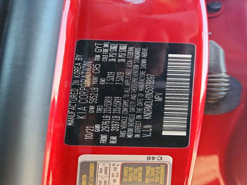 2022 Kia Sorento მანქანა იყიდება აუქციონზე, vin: KNDRMDLH1N5078897, აუქციონის ნომერი: 64044816