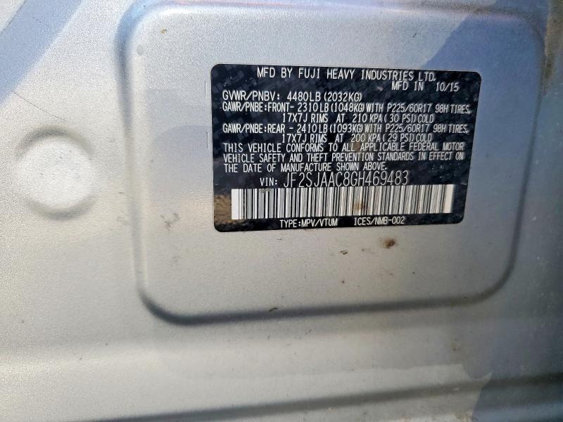 Продаж на аукціоні авто 2016 Subaru Forester, vin: JF2SJAAC8GH469483, номер лоту: 65580636